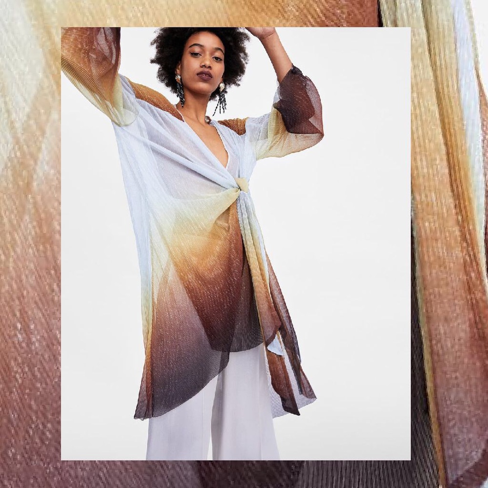 Zara Pleated Metallic Thread Dress